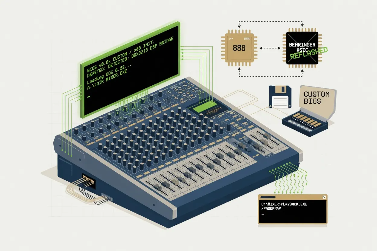 DIY BIOS boots DOS on Behringer DDX3216 mixer