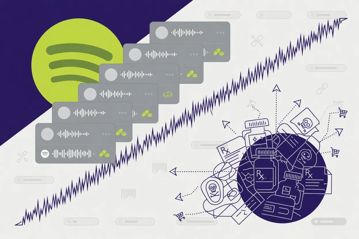 Fake podcasts used to boost illegal drug sites in Spotify search