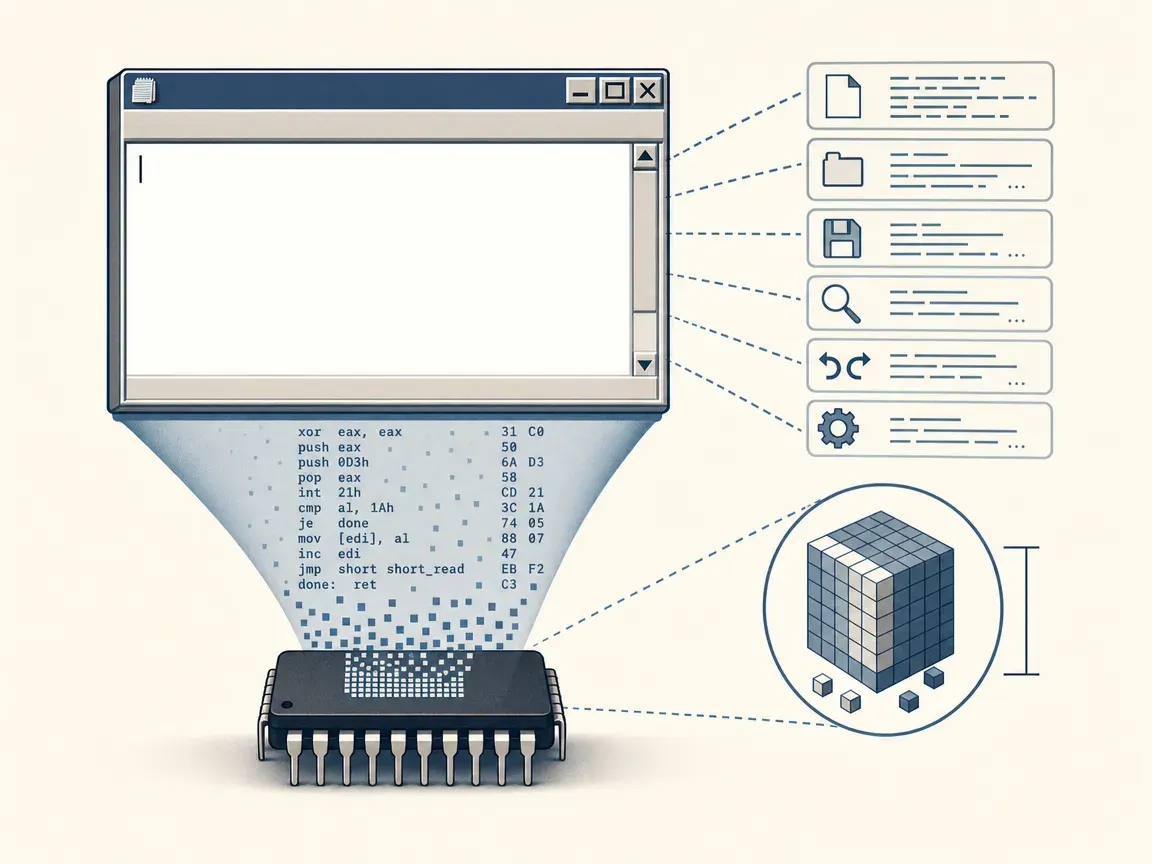 RetroPad delivers full Notepad features in a 2.7KB assembly program